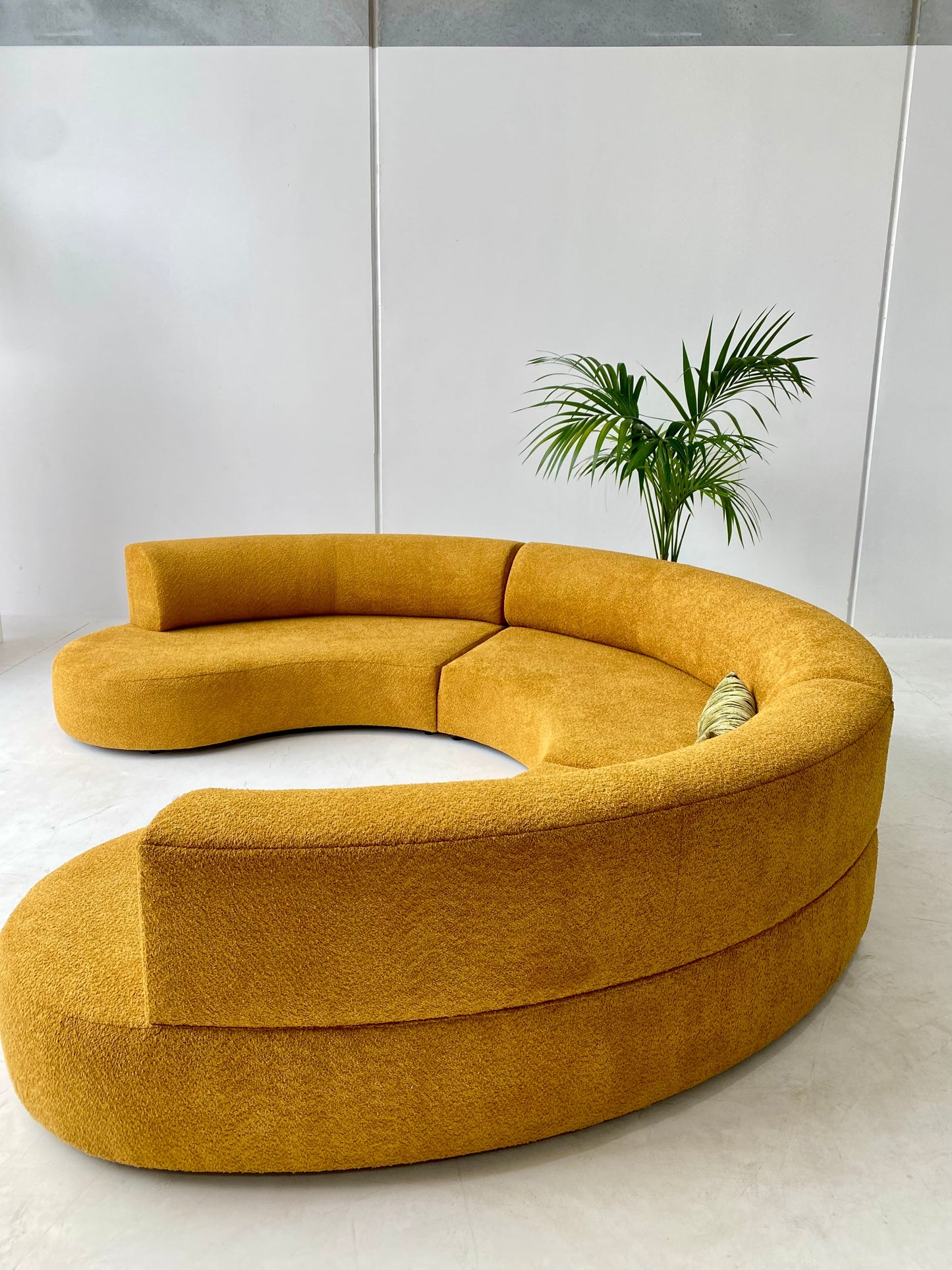 - Curved Mustard Bouclé Sofa Set