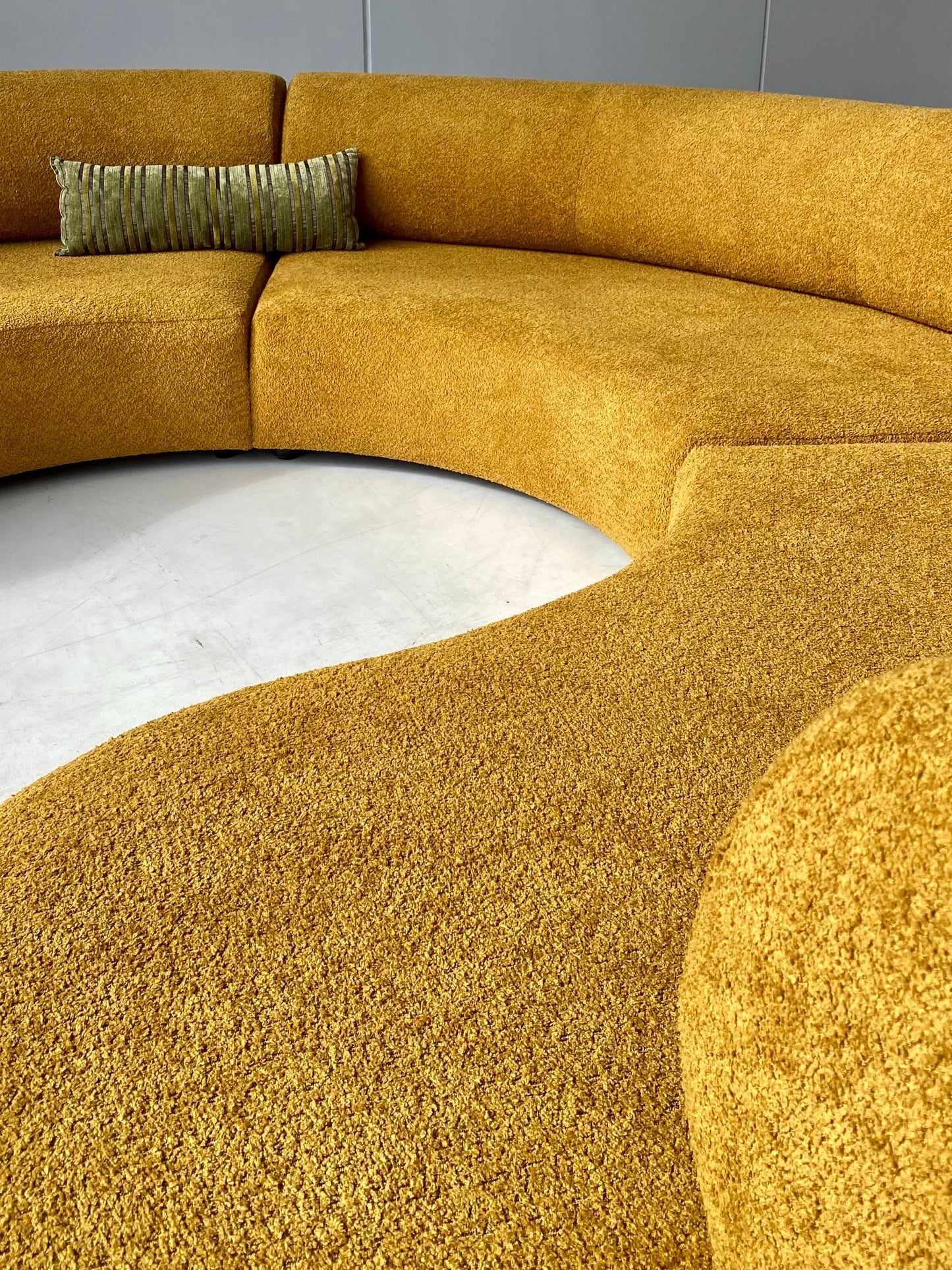 - Curved Mustard Bouclé Sofa Set