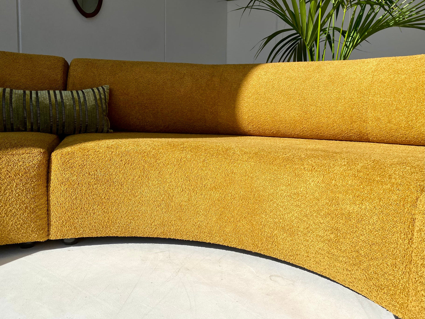 - Curved Mustard Bouclé Sofa Set