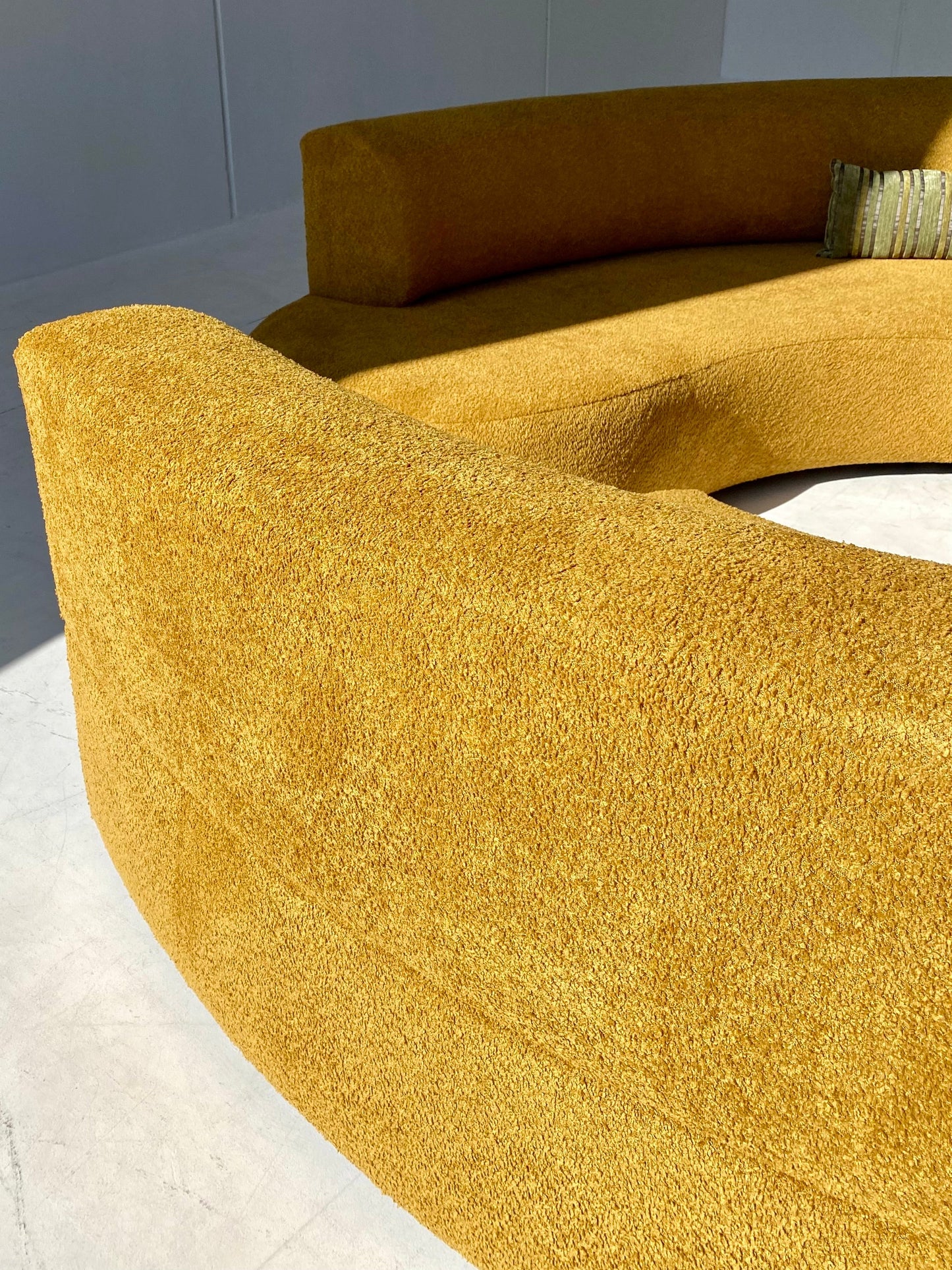 - Curved Mustard Bouclé Sofa Set