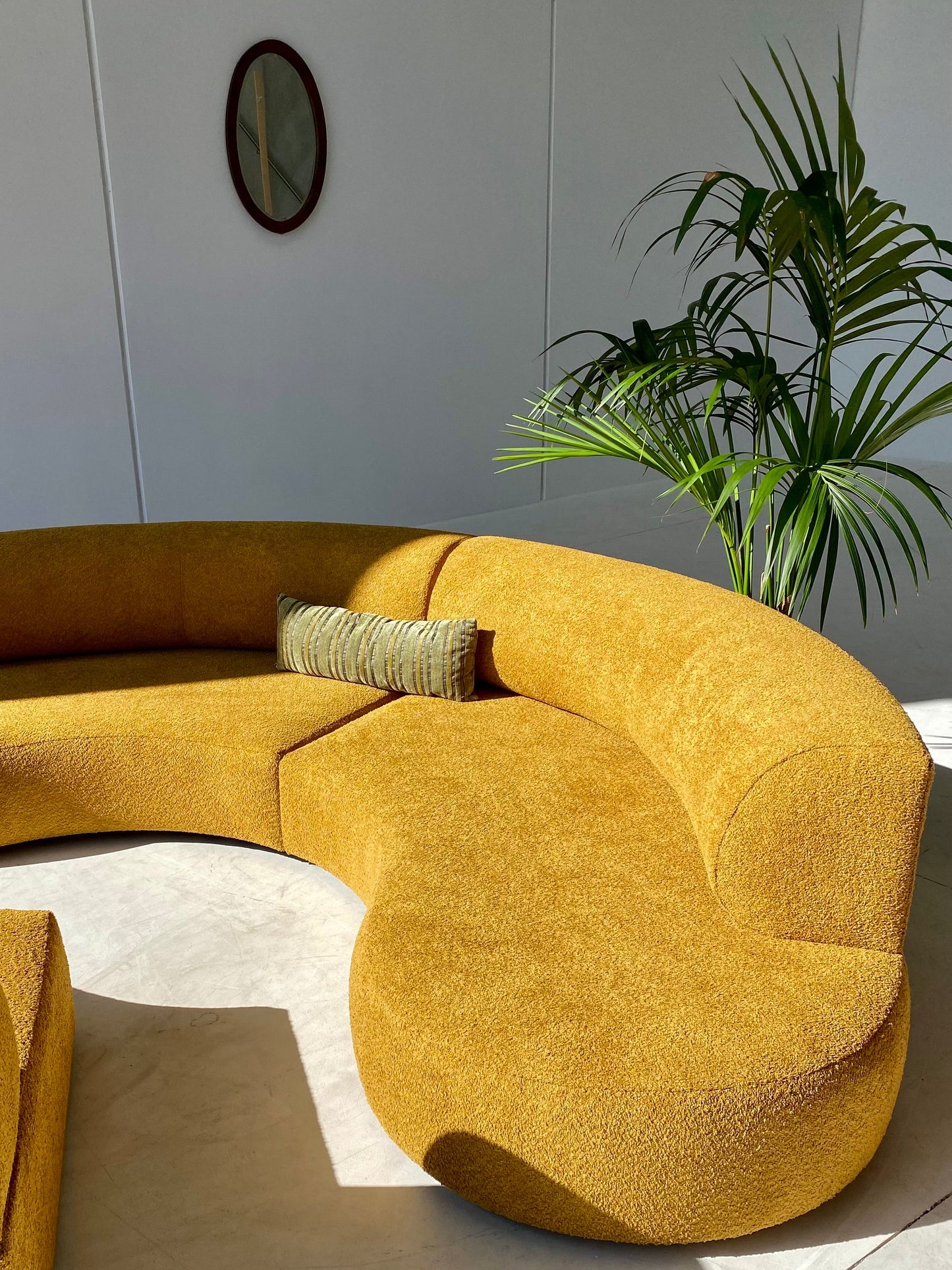 - Curved Mustard Bouclé Sofa Set