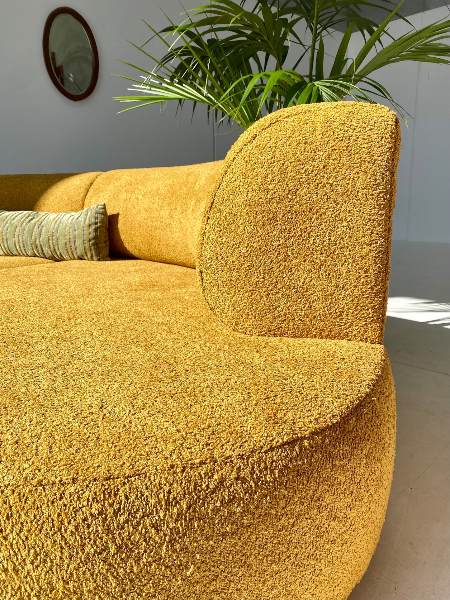 - Curved Mustard Bouclé Sofa Set