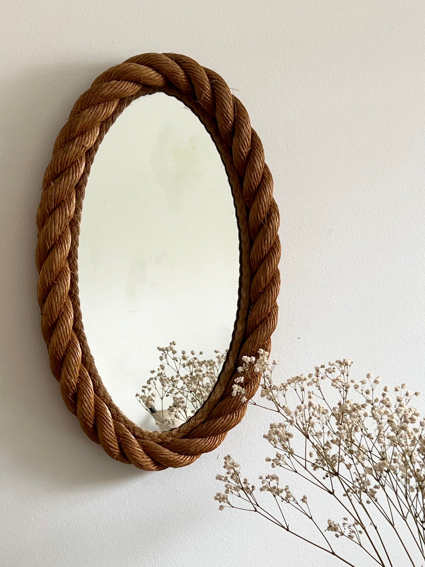- Braided Rope Mirror by Audoux-Minet, France 1950s