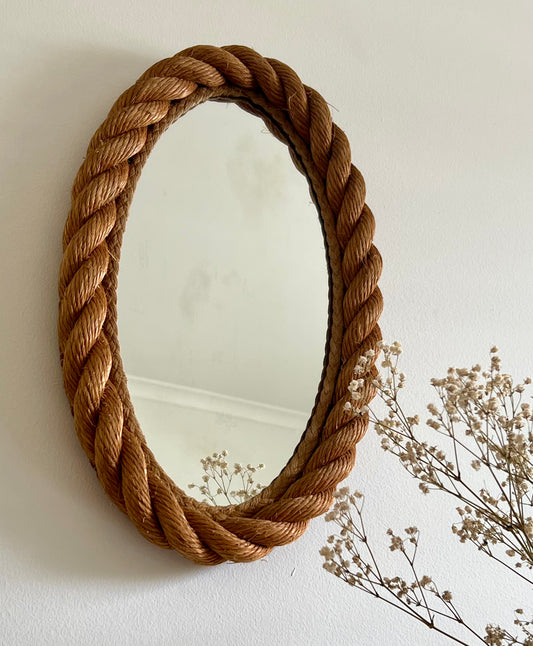 - Braided Rope Mirror by Audoux-Minet, France 1950s