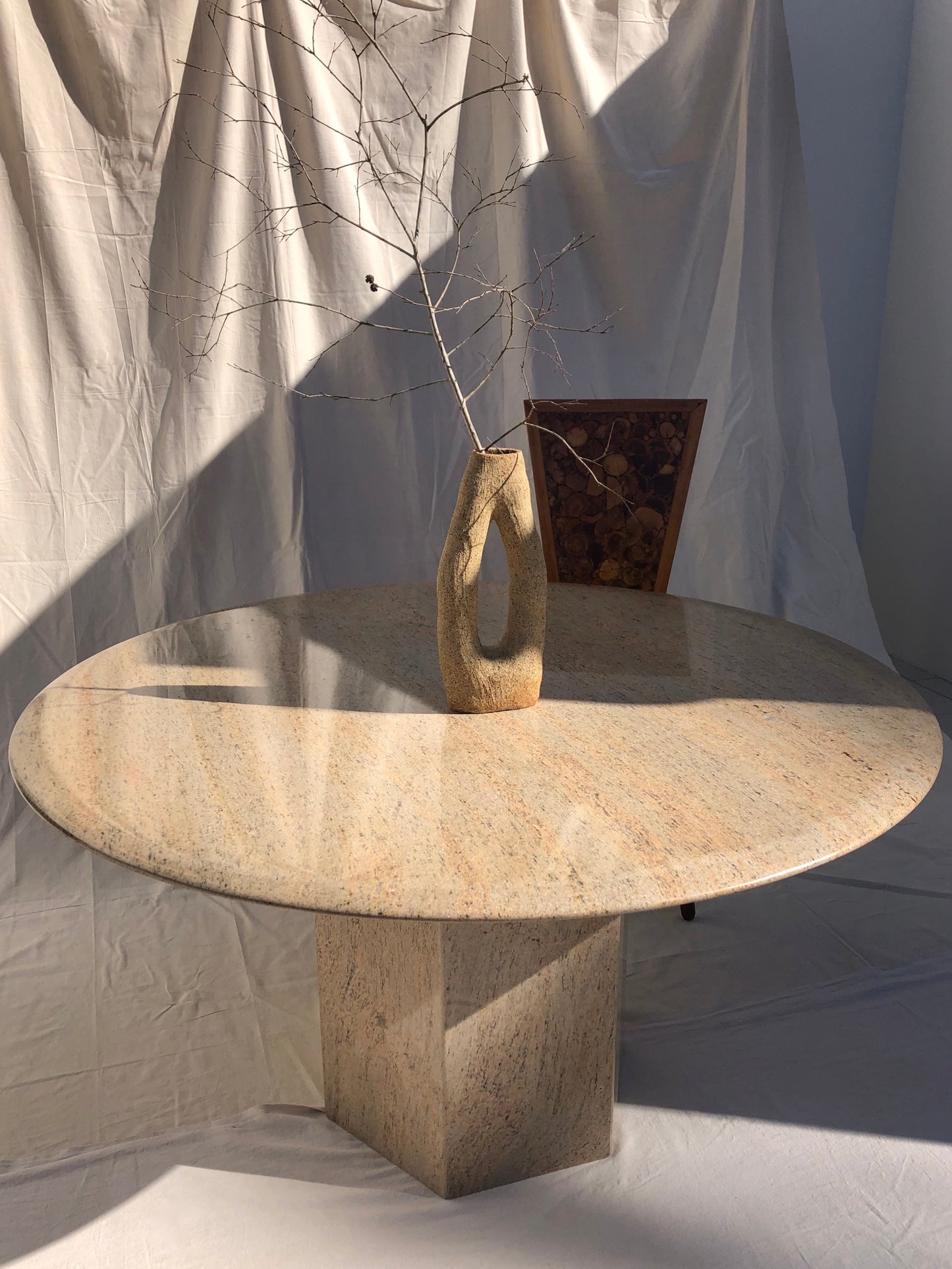 Vintage Round Granite Dining Table