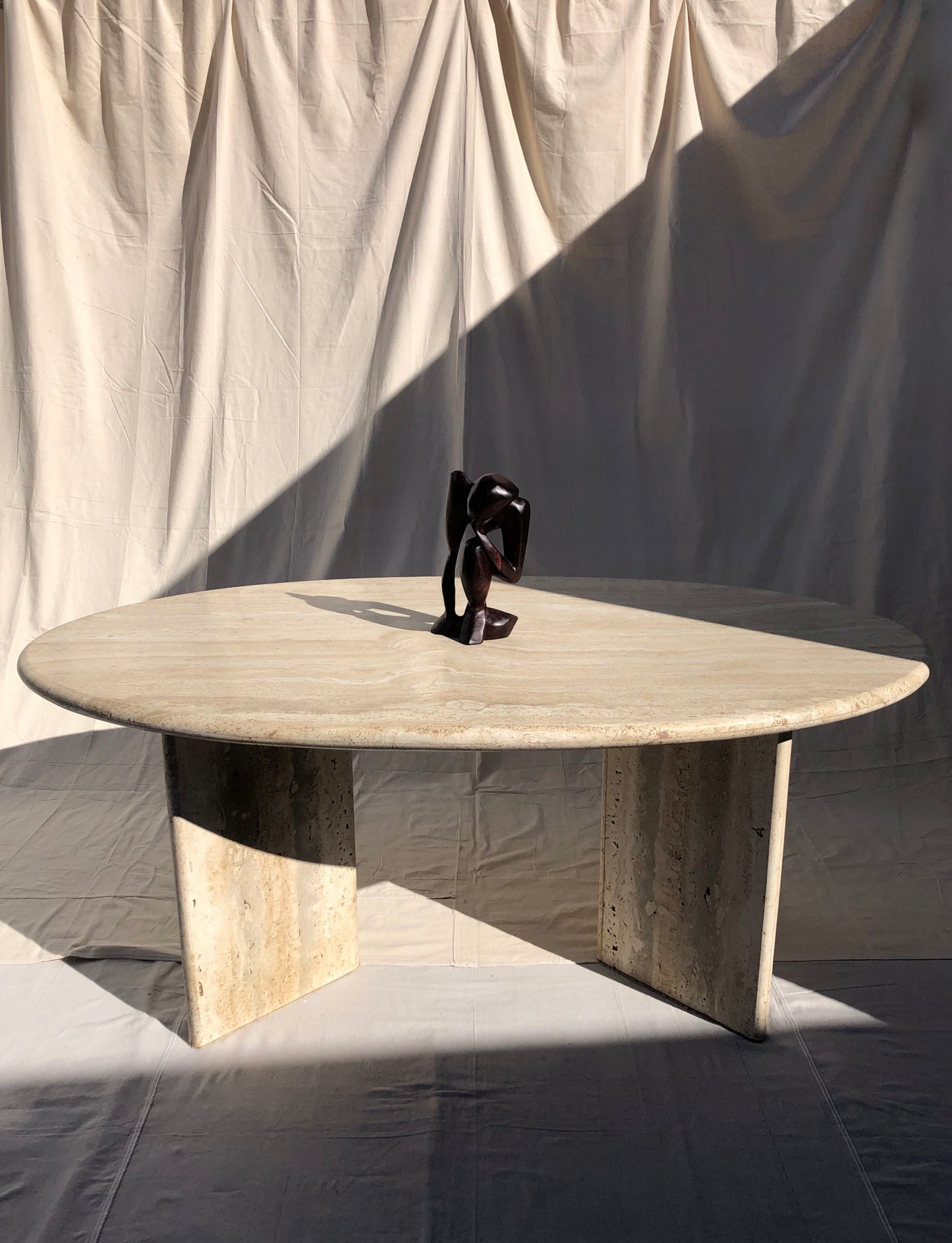 Vintage Oval Travertine Dining Table