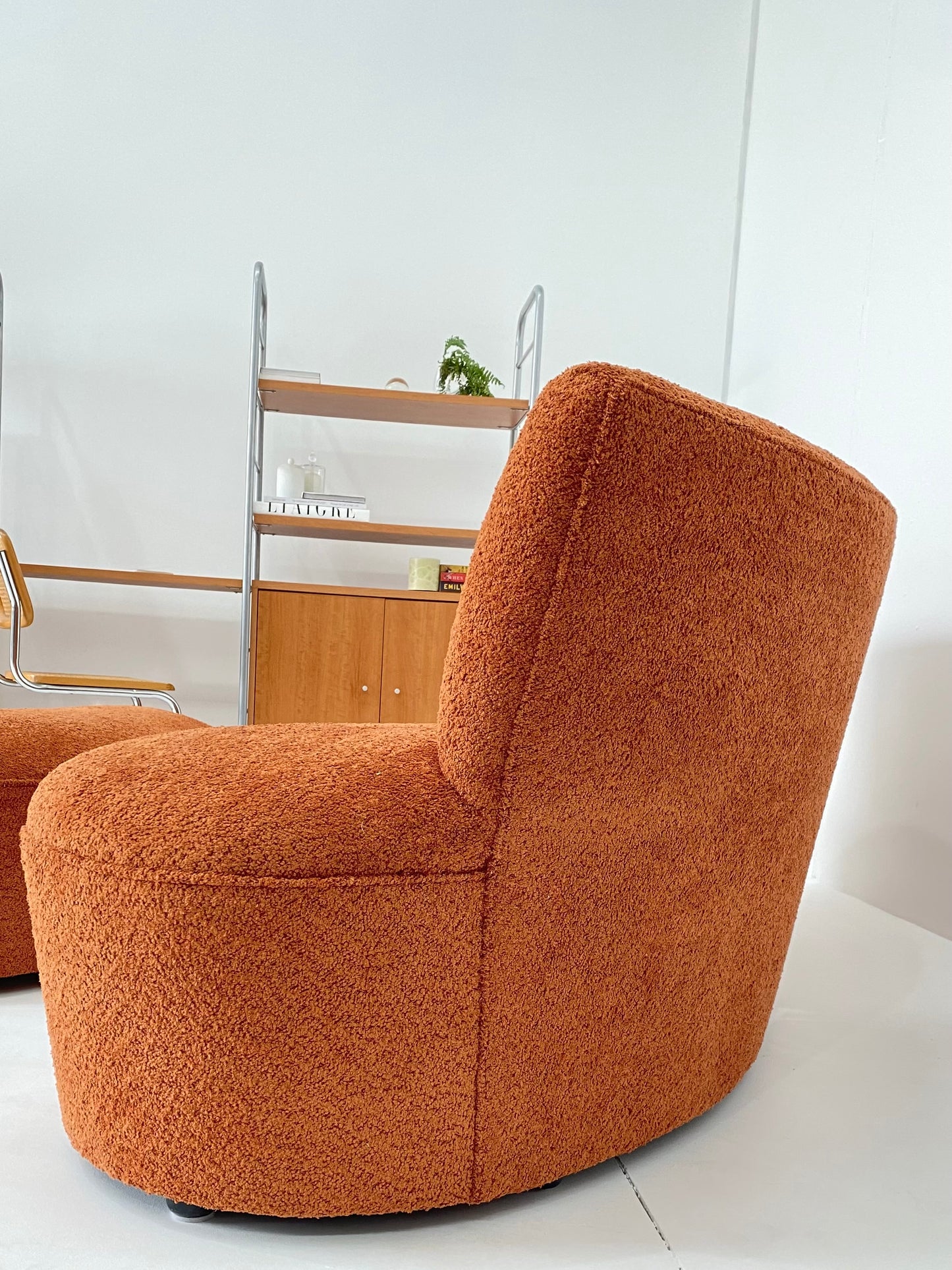 Copper Bouclé Curved Sofa & Ottoman