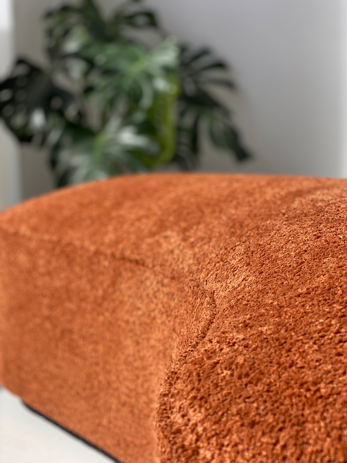 Copper Bouclé Curved Sofa & Ottoman
