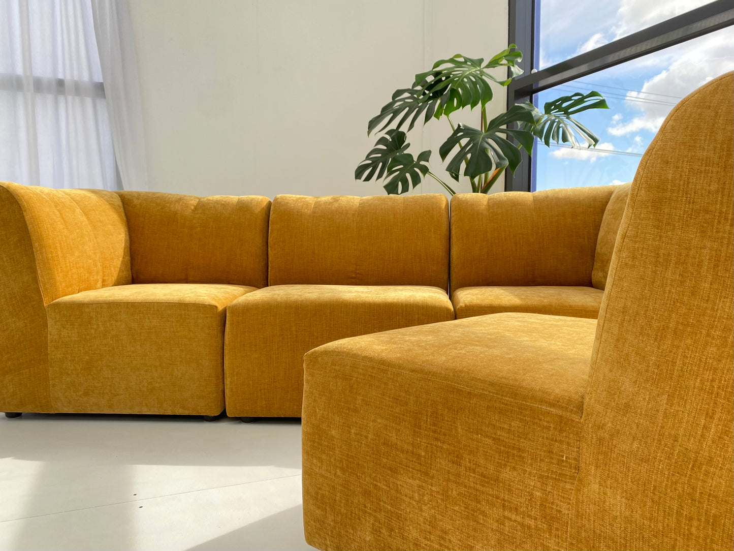 Four Piece Mustard Modular Sofa Set