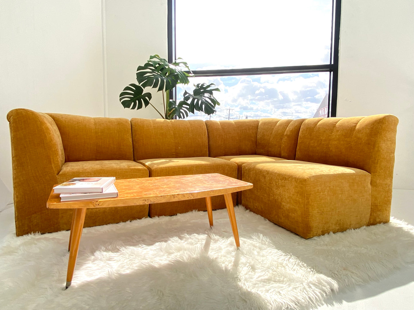 Four Piece Mustard Modular Sofa Set