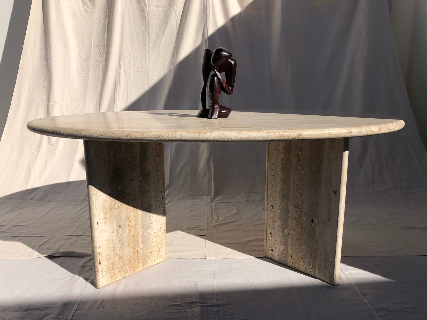 Vintage Oval Travertine Dining Table