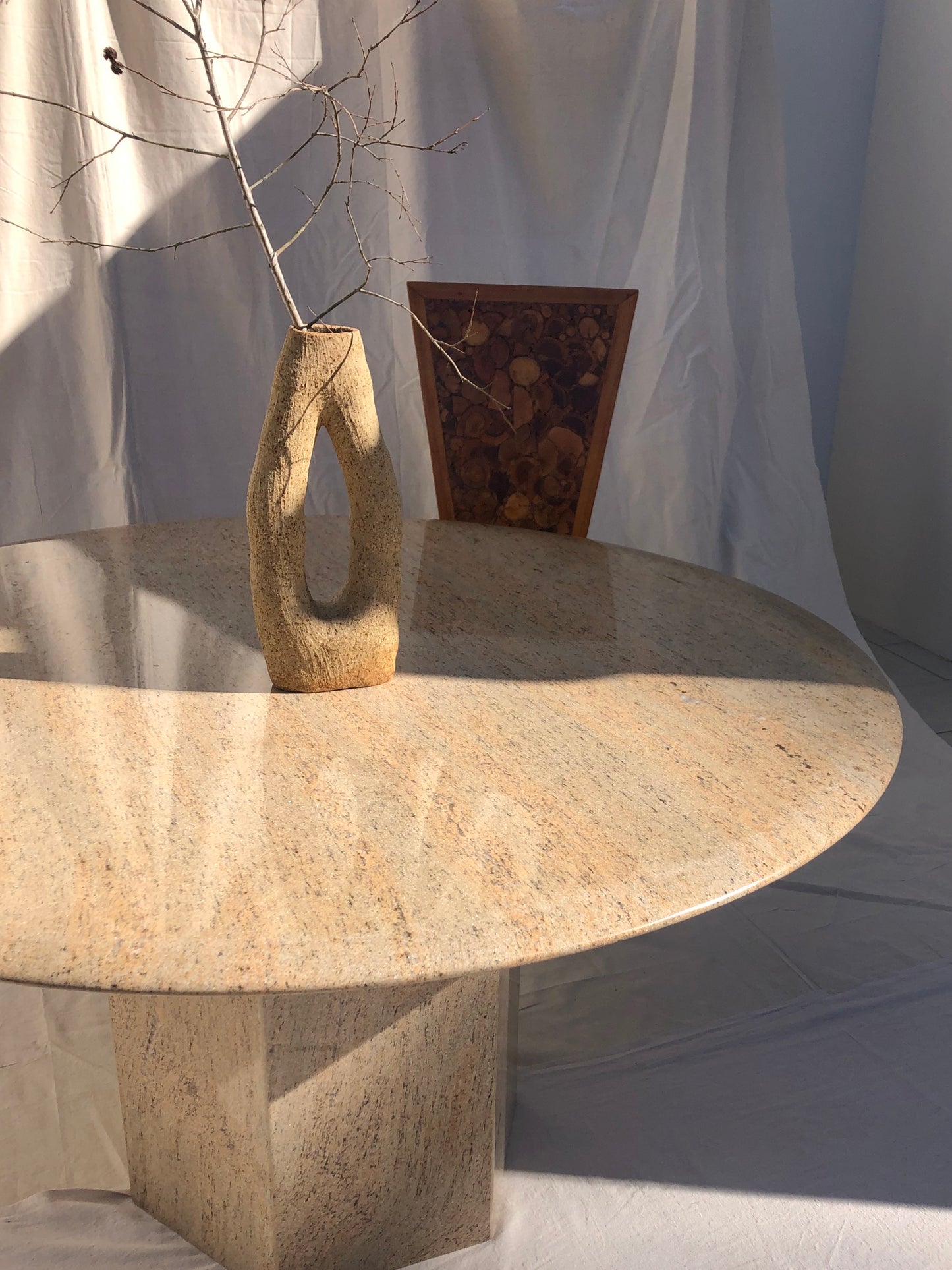 Vintage Round Granite Dining Table