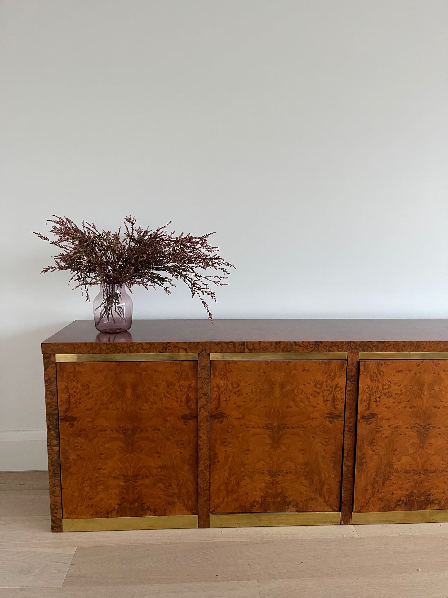 Vintage Burl & Brass Sideboard