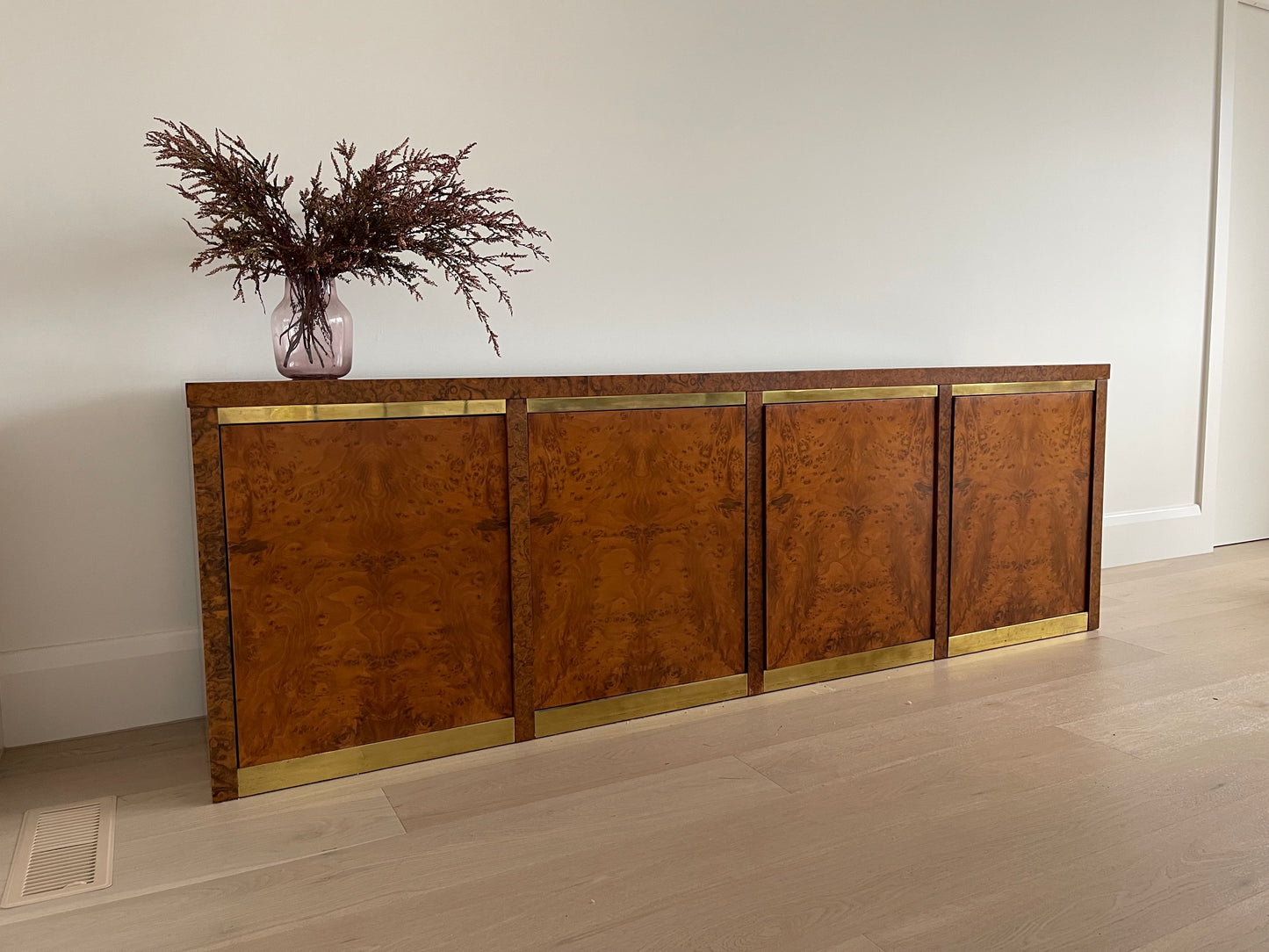 Vintage Burl & Brass Sideboard
