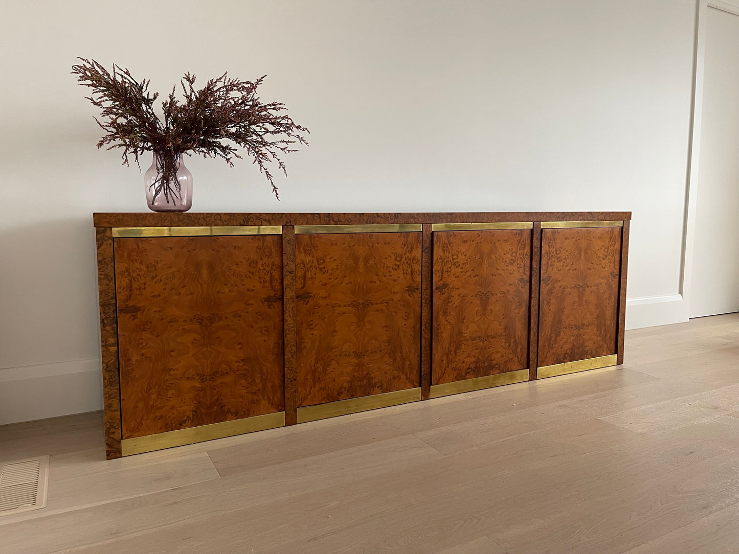 Vintage Burl & Brass Sideboard