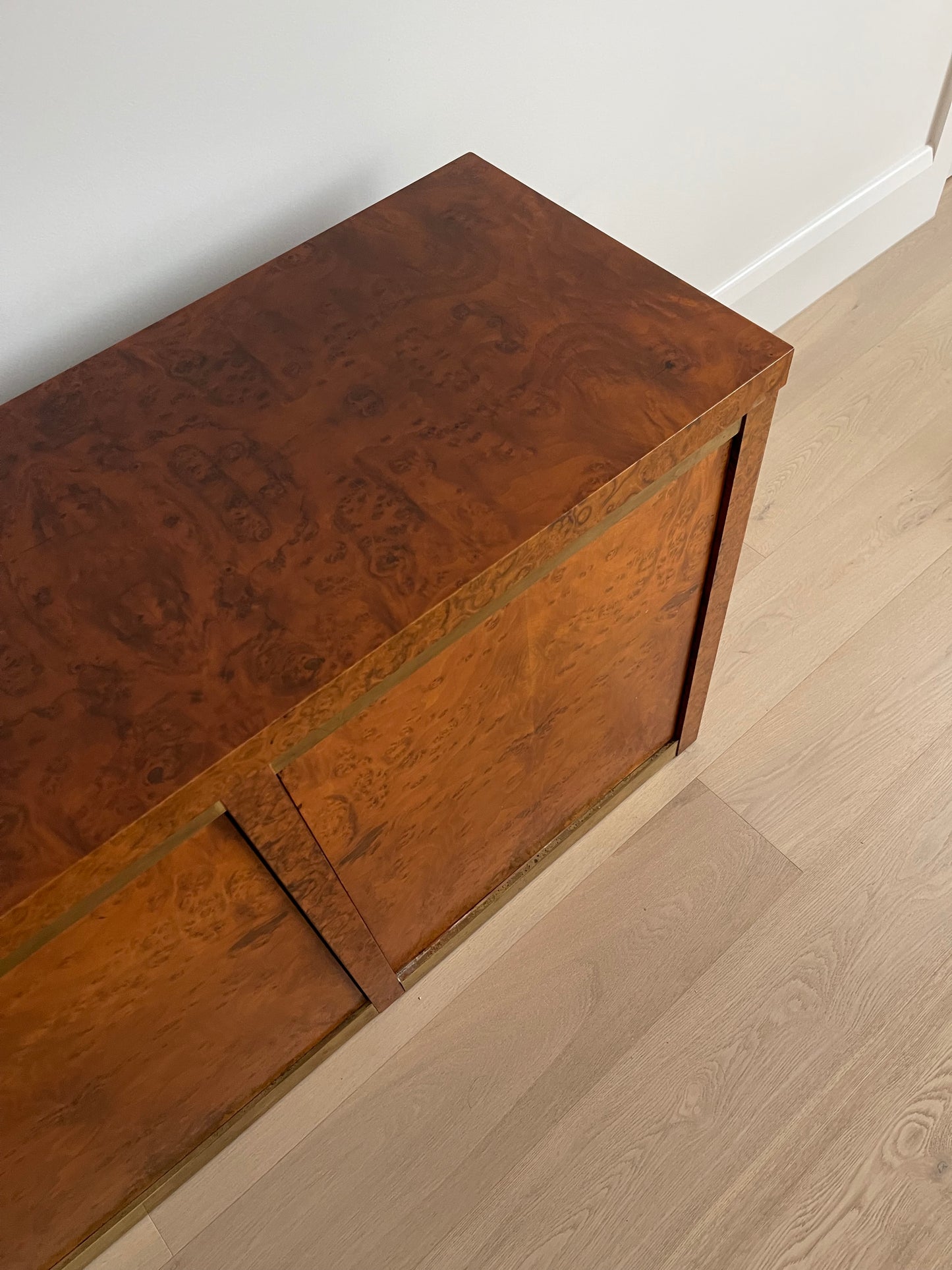 Vintage Burl & Brass Sideboard