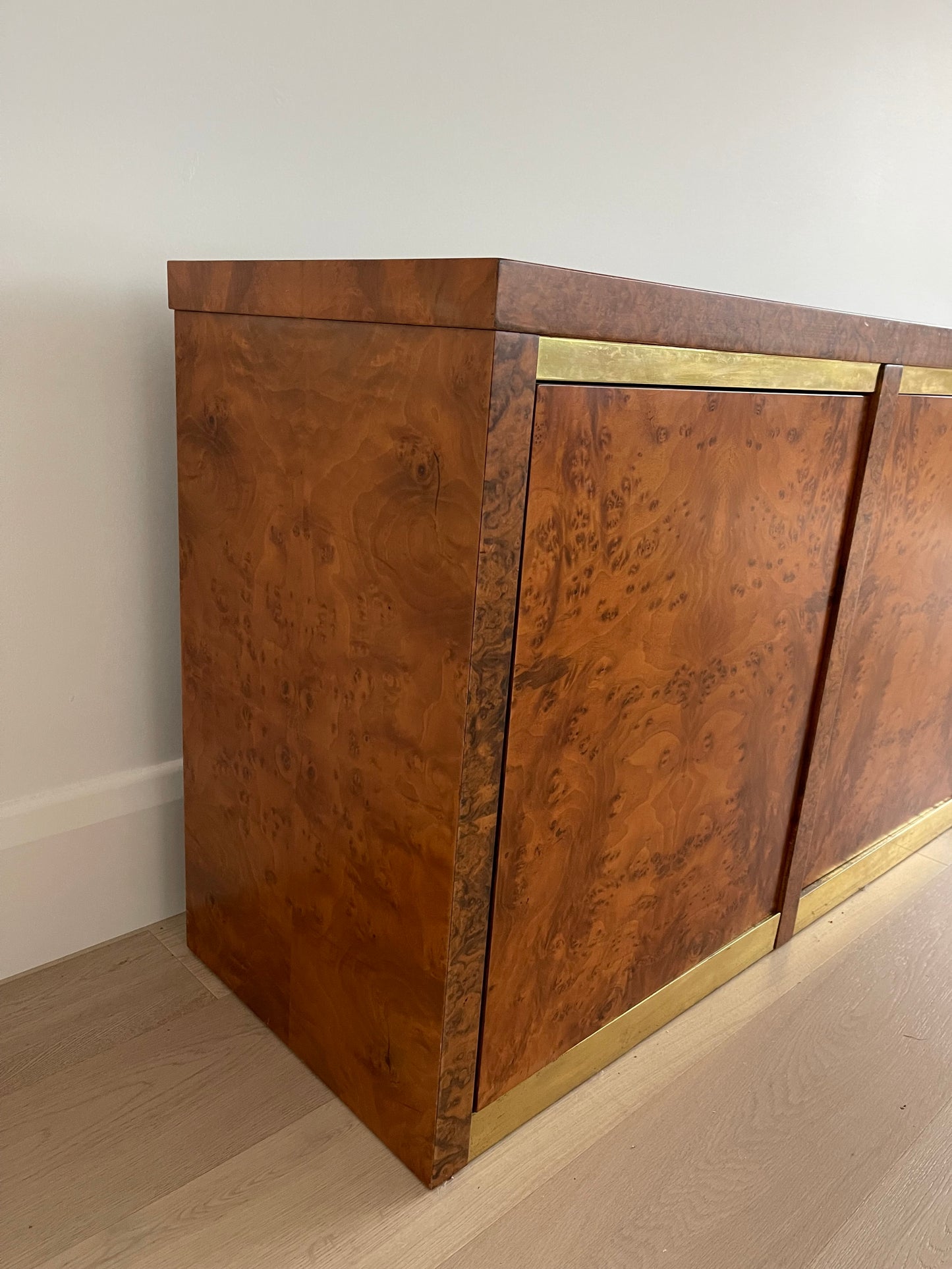 Vintage Burl & Brass Sideboard