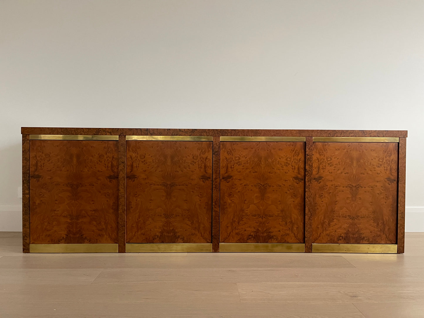 Vintage Burl & Brass Sideboard