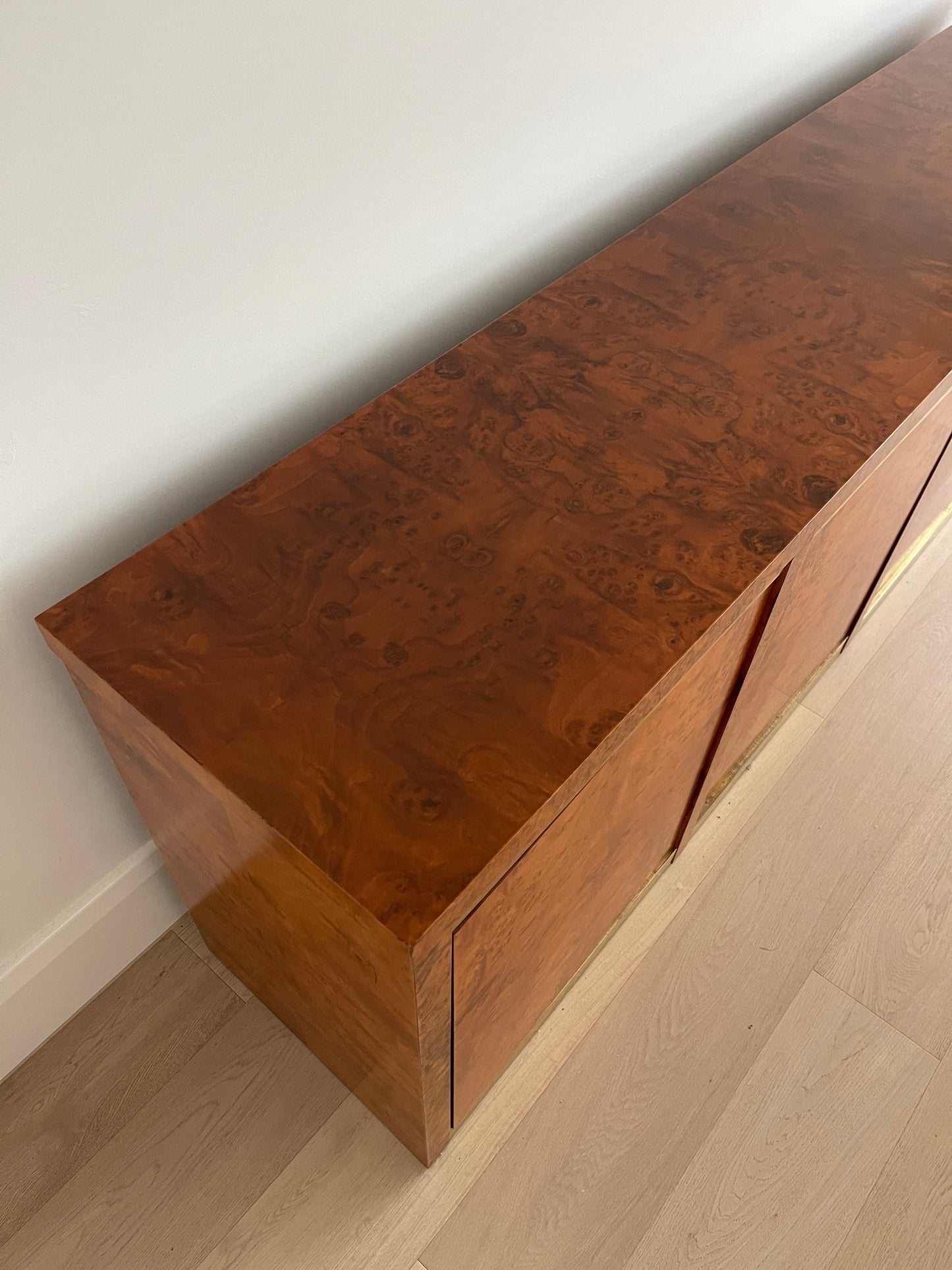 Vintage Burl & Brass Sideboard