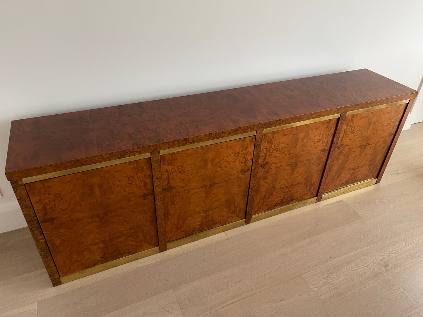 Vintage Burl & Brass Sideboard