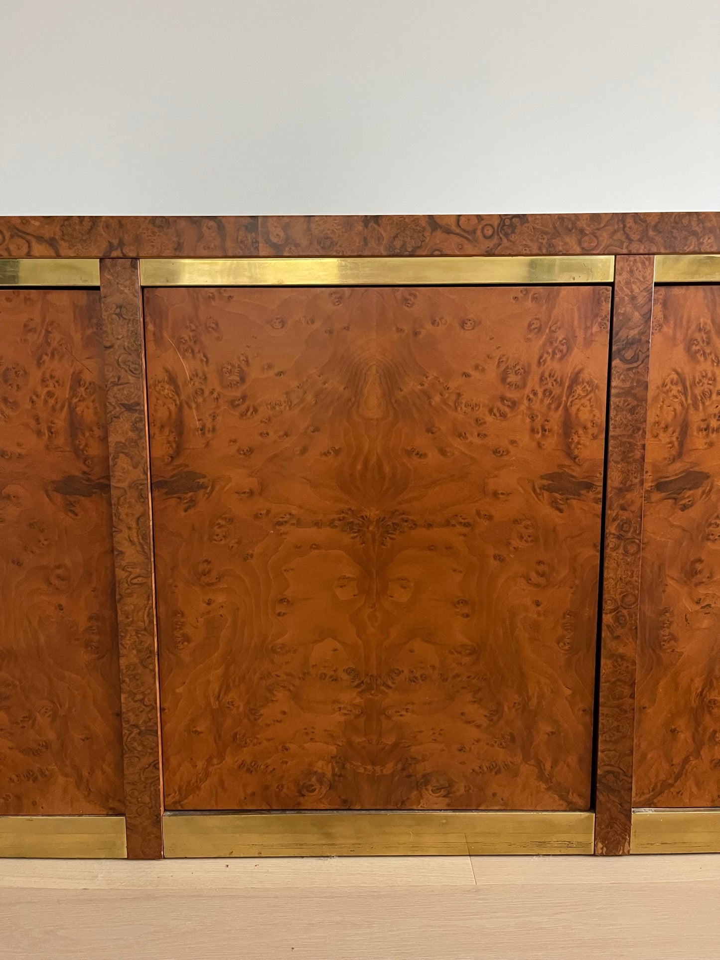 Vintage Burl & Brass Sideboard