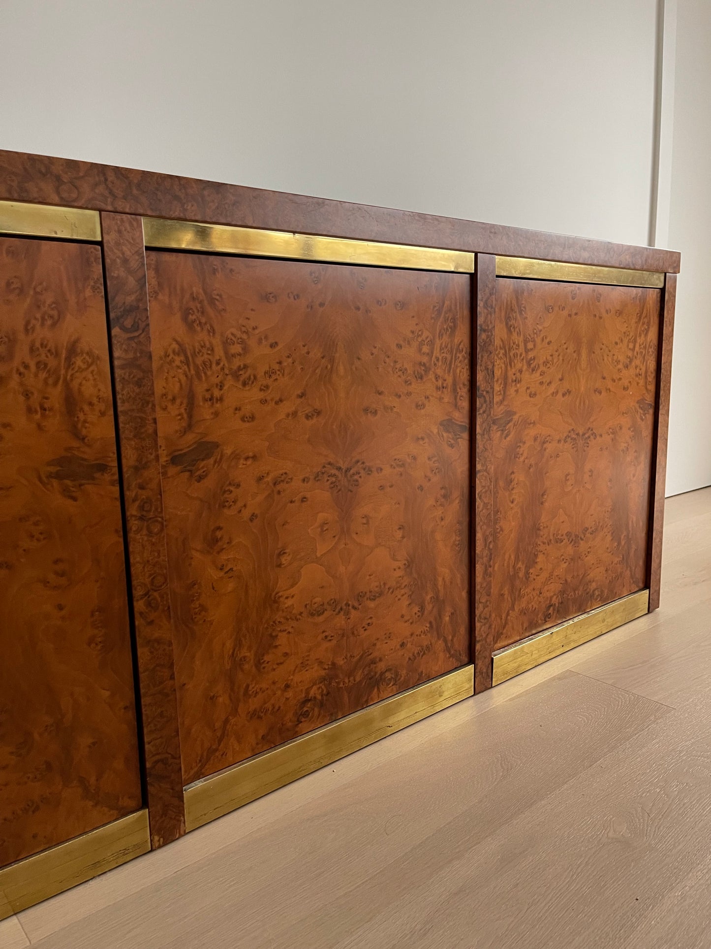Vintage Burl & Brass Sideboard