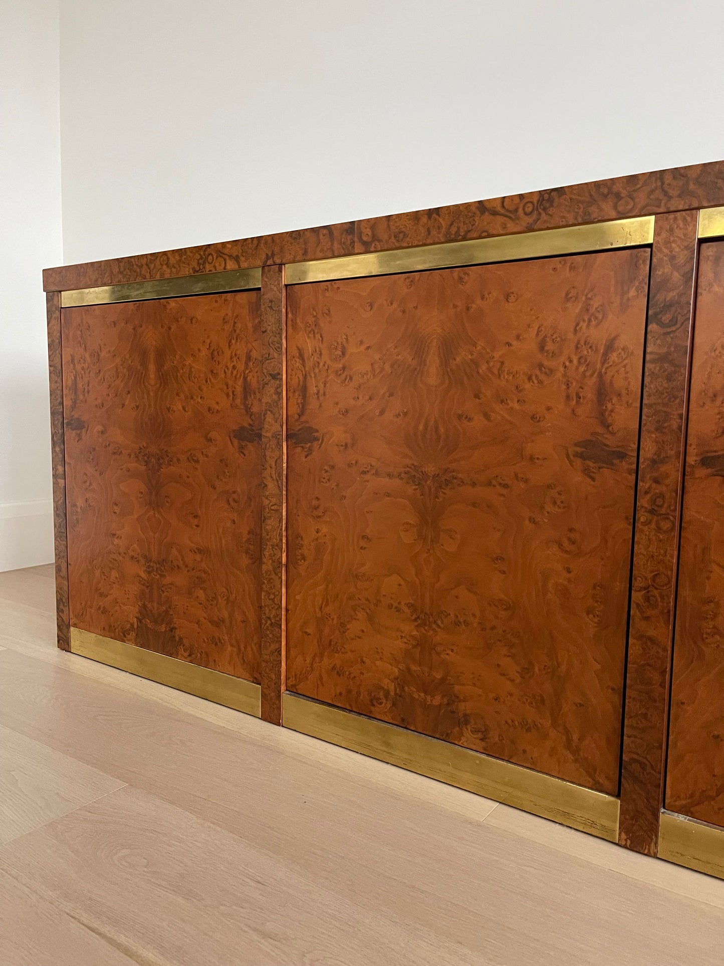 Vintage Burl & Brass Sideboard