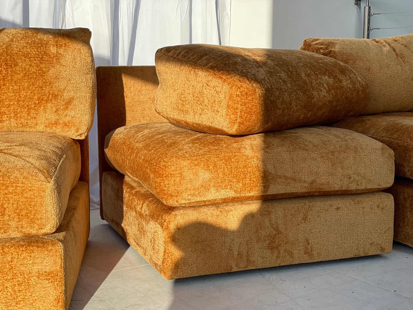 - Burnt Amber Three Piece Modular Sofa
