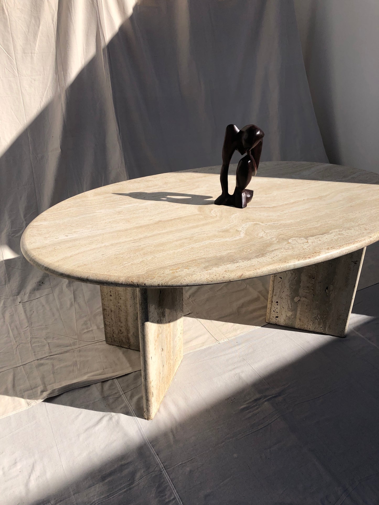 Vintage Oval Travertine Dining Table