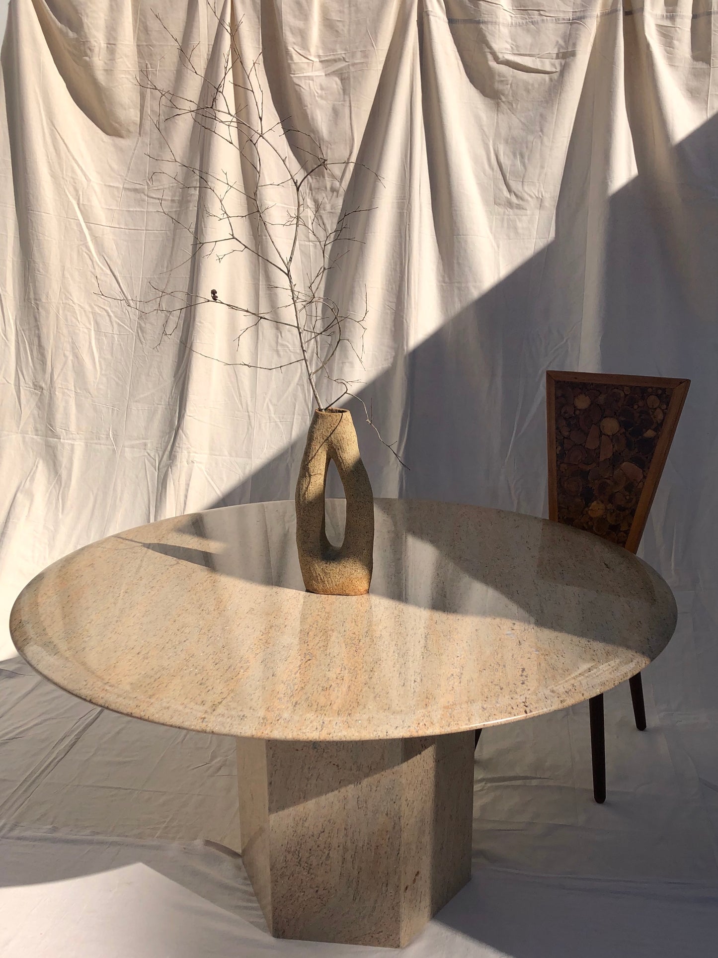 Vintage Round Granite Dining Table