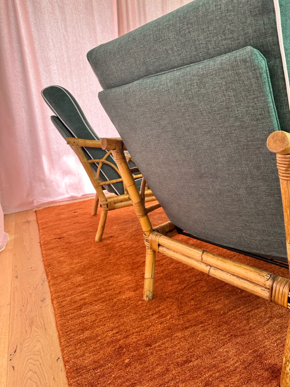 Set of Two Fully Restored Vintage Cane Armchairs