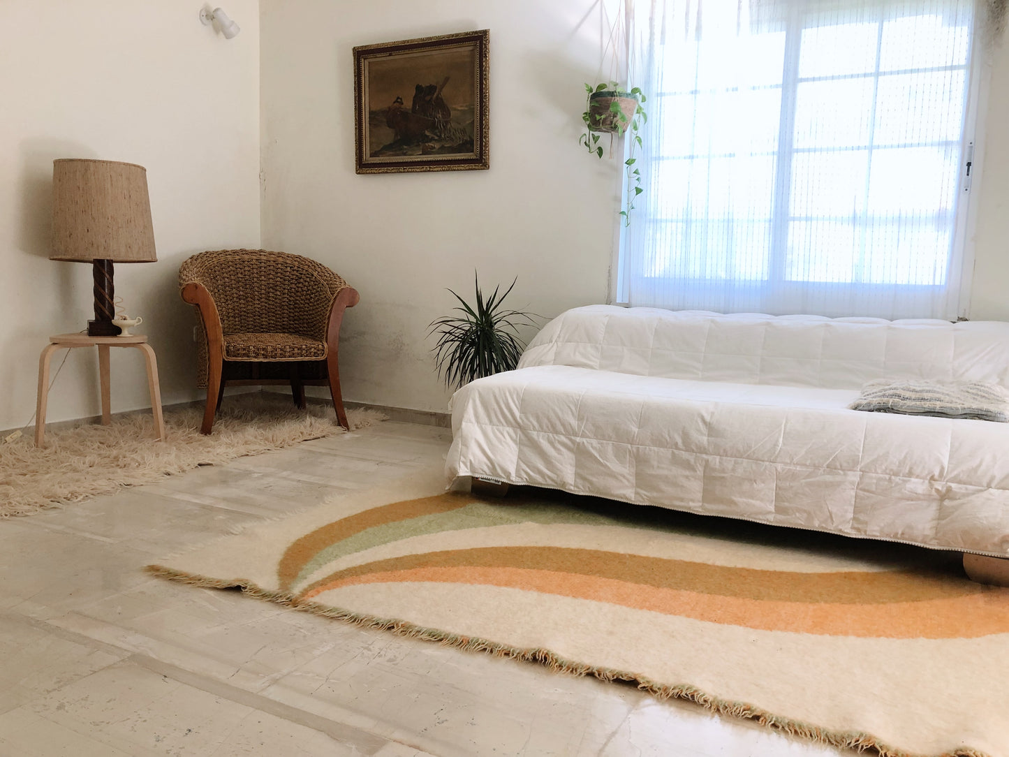 - Vintage Handmade Swirl Reversible Rug