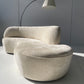 Curved Ivory Chenille Sofa