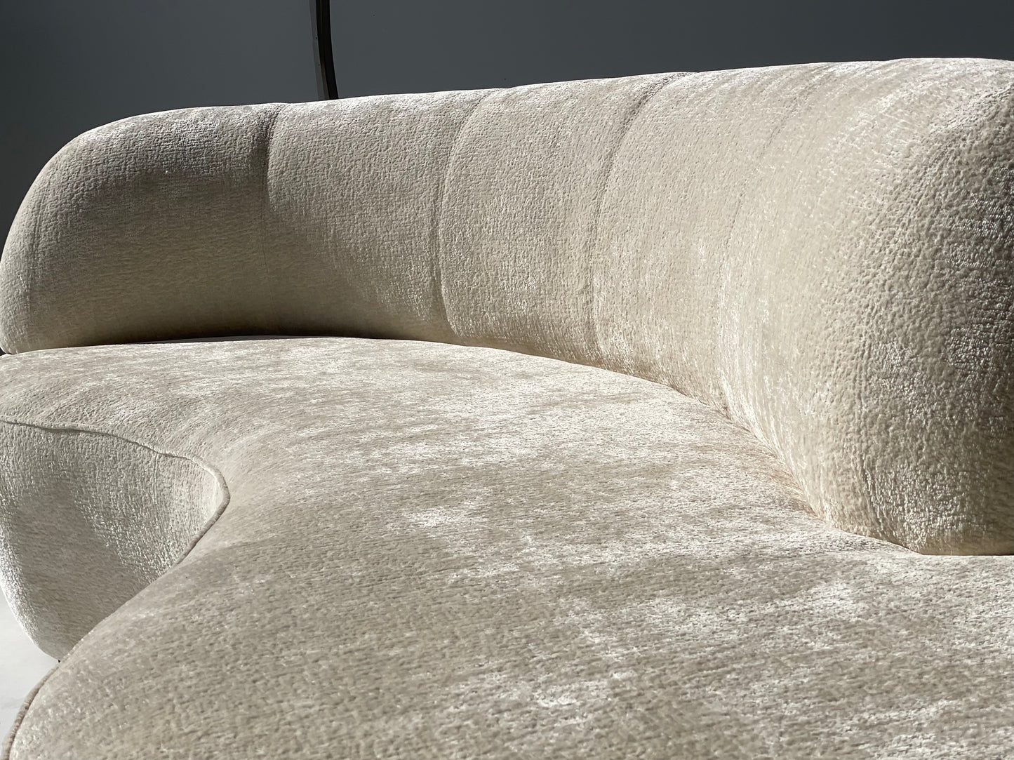 Curved Ivory Chenille Sofa