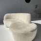 Curved Ivory Chenille Sofa