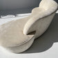 Curved Ivory Chenille Sofa