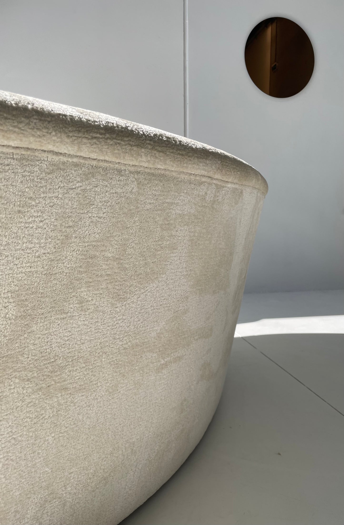 Curved Ivory Chenille Sofa