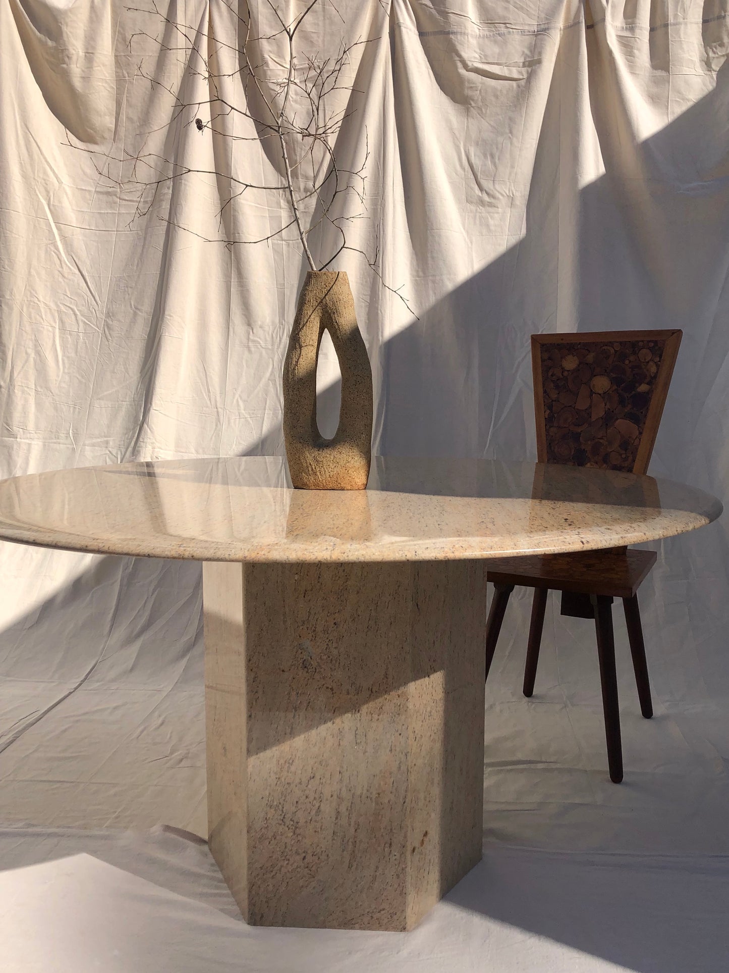 Vintage Round Granite Dining Table