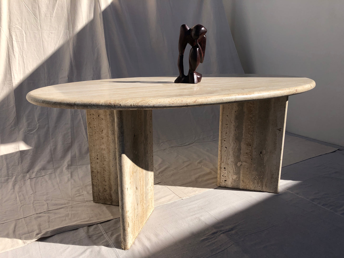 Vintage Oval Travertine Dining Table