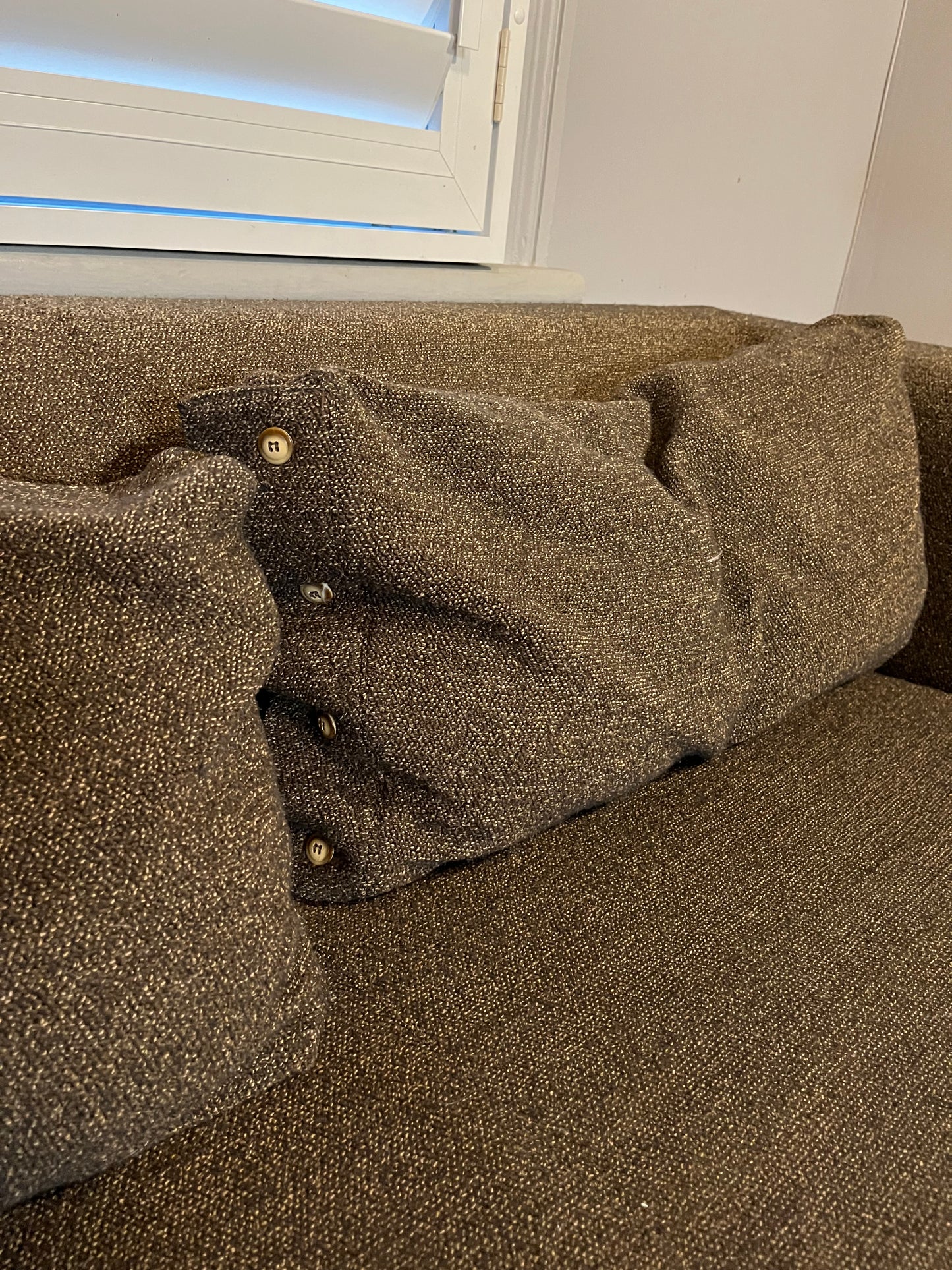 - Jardan Chocolate Wool Bouclé Three-Seater Sofa & Bench Ottoman