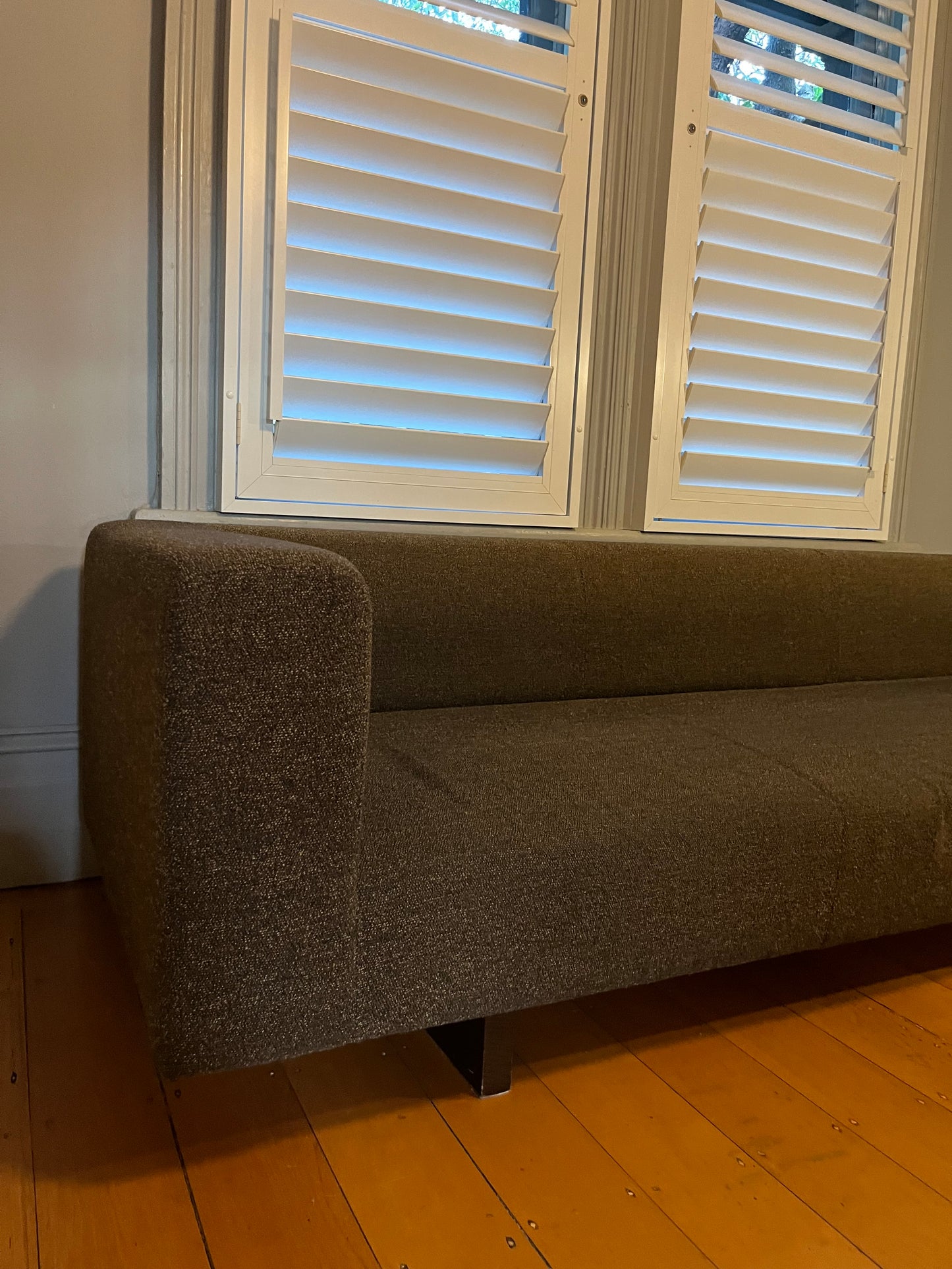 - Jardan Chocolate Wool Bouclé Three-Seater Sofa & Bench Ottoman