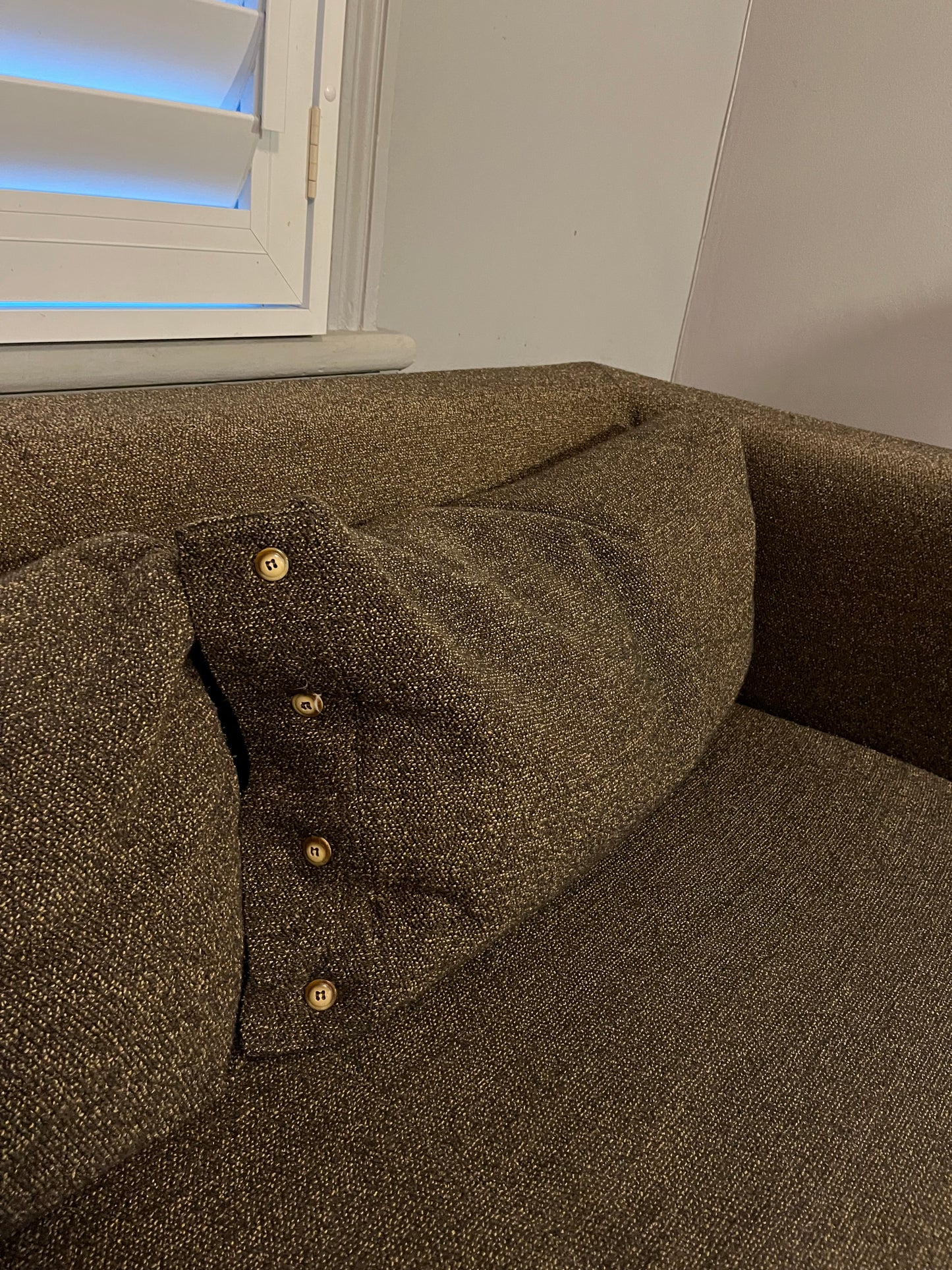 - Jardan Chocolate Wool Bouclé Three-Seater Sofa & Bench Ottoman