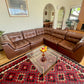 - Brown Leather Modular Sofa