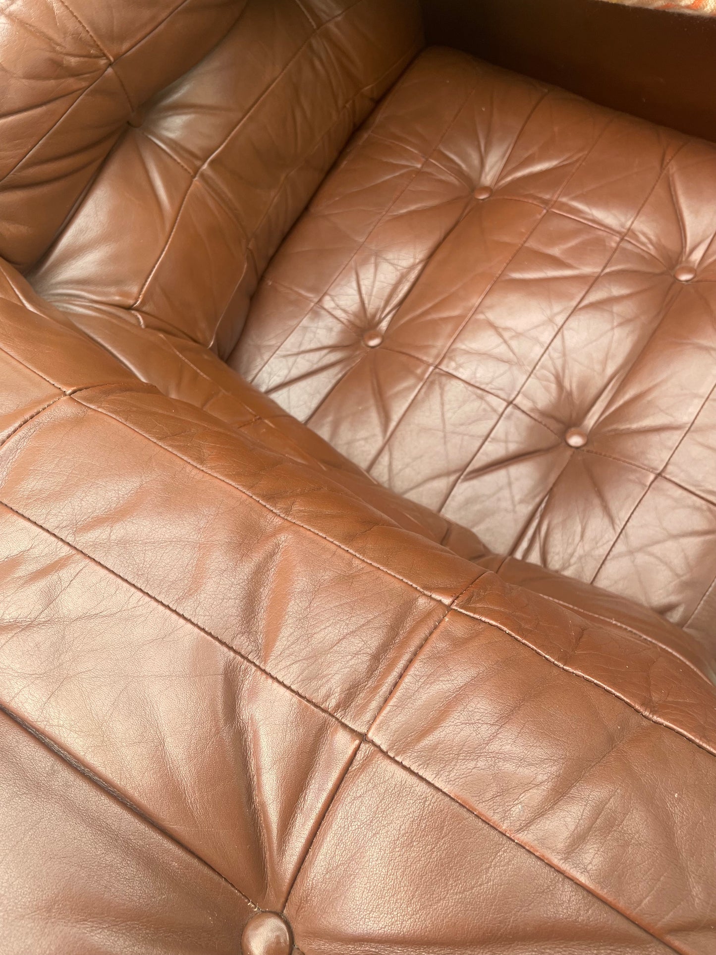 - Brown Leather Modular Sofa
