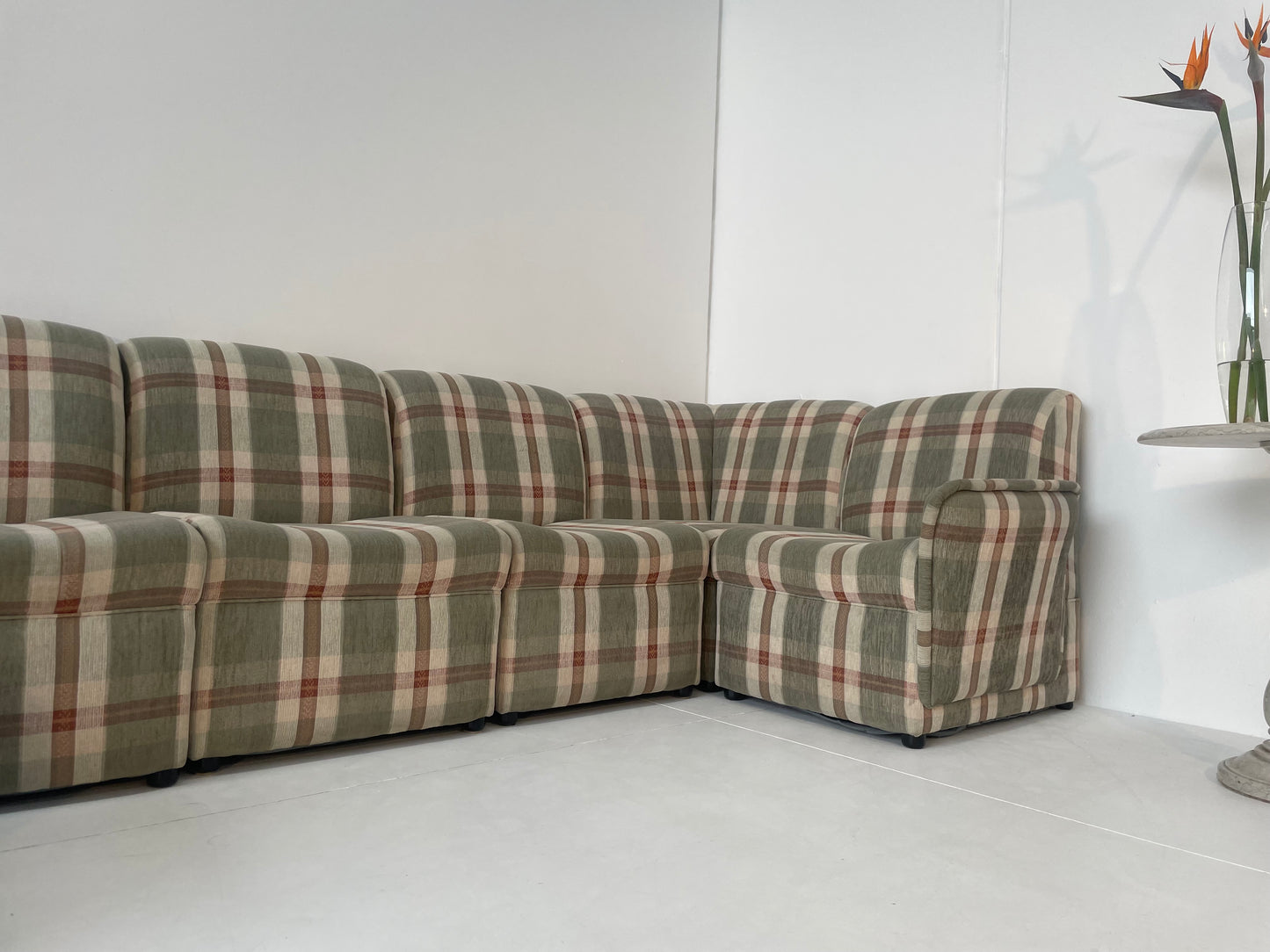 - Vintage Plaid Modular Sofa