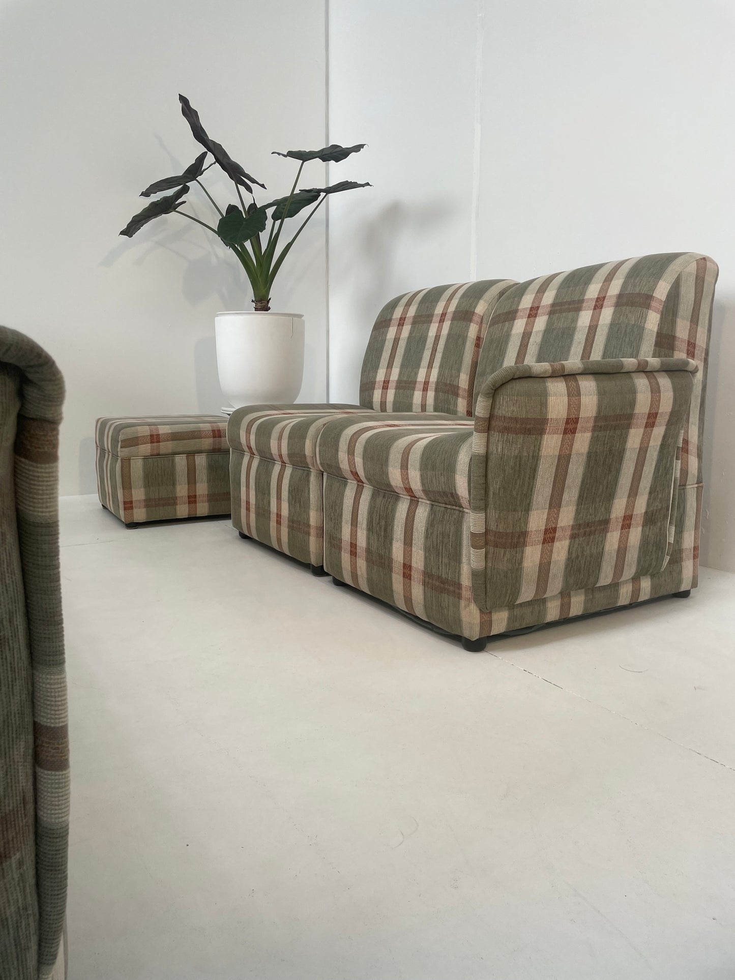 - Vintage Plaid Modular Sofa