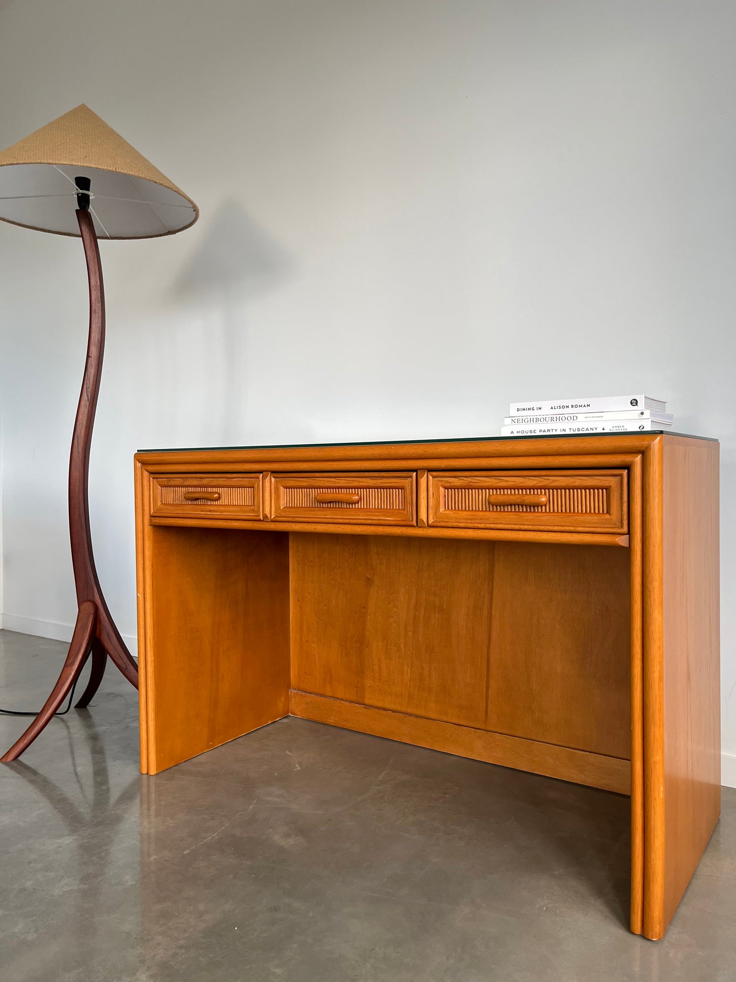 Vintage Timber and Cane Desk