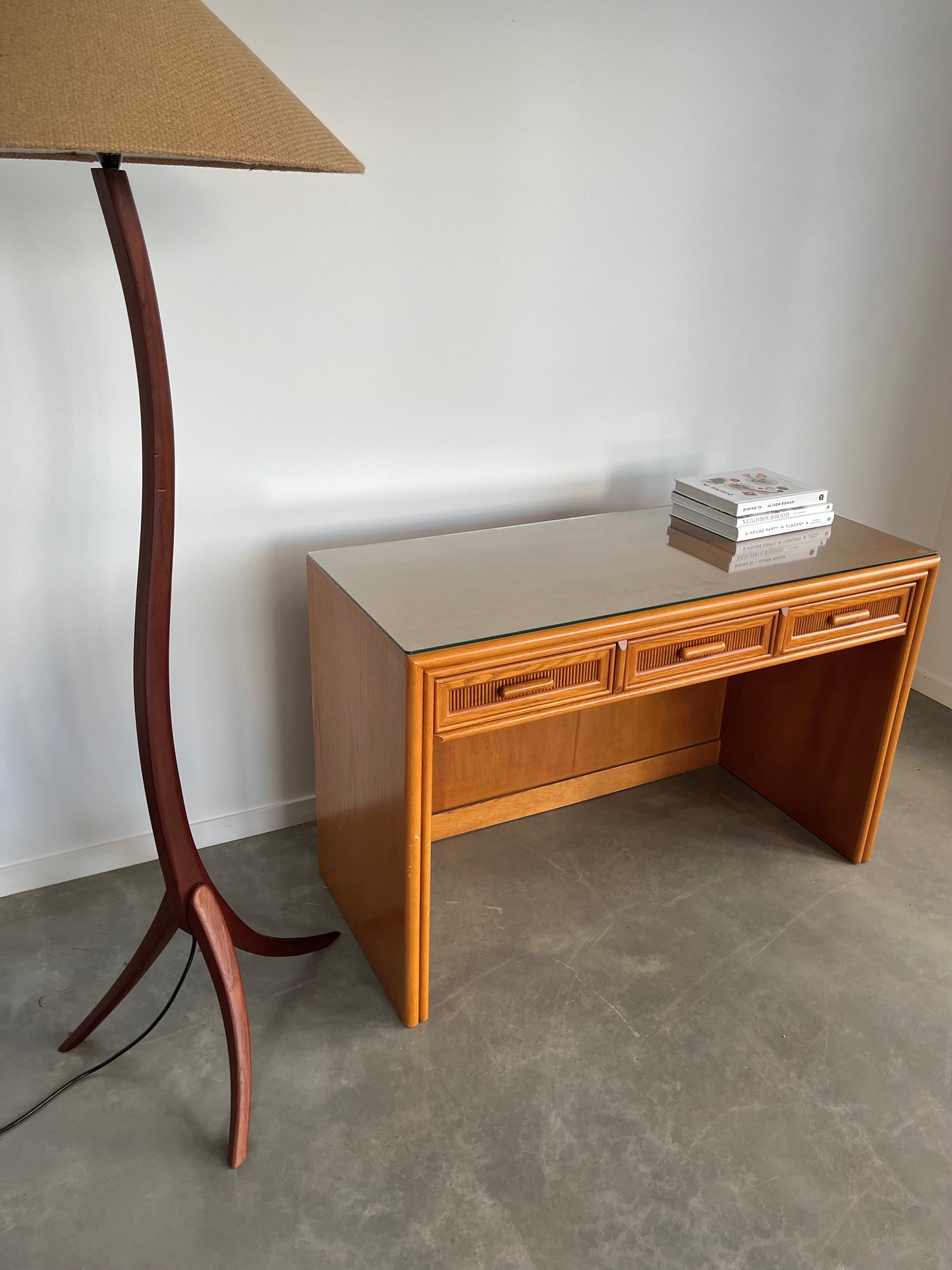 Vintage Timber and Cane Desk