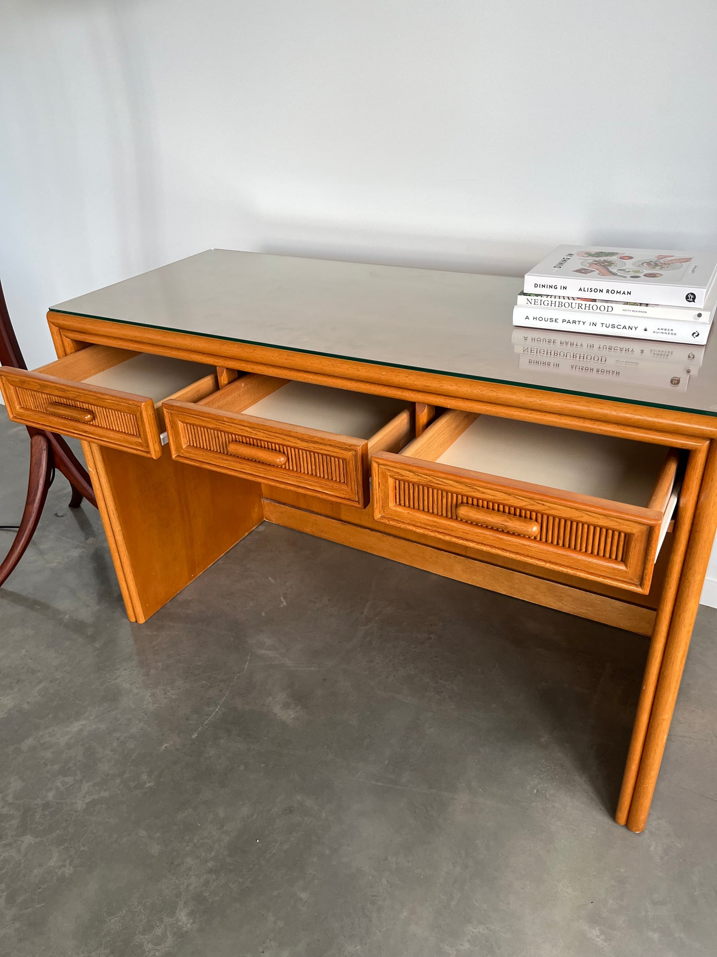 Vintage Timber and Cane Desk