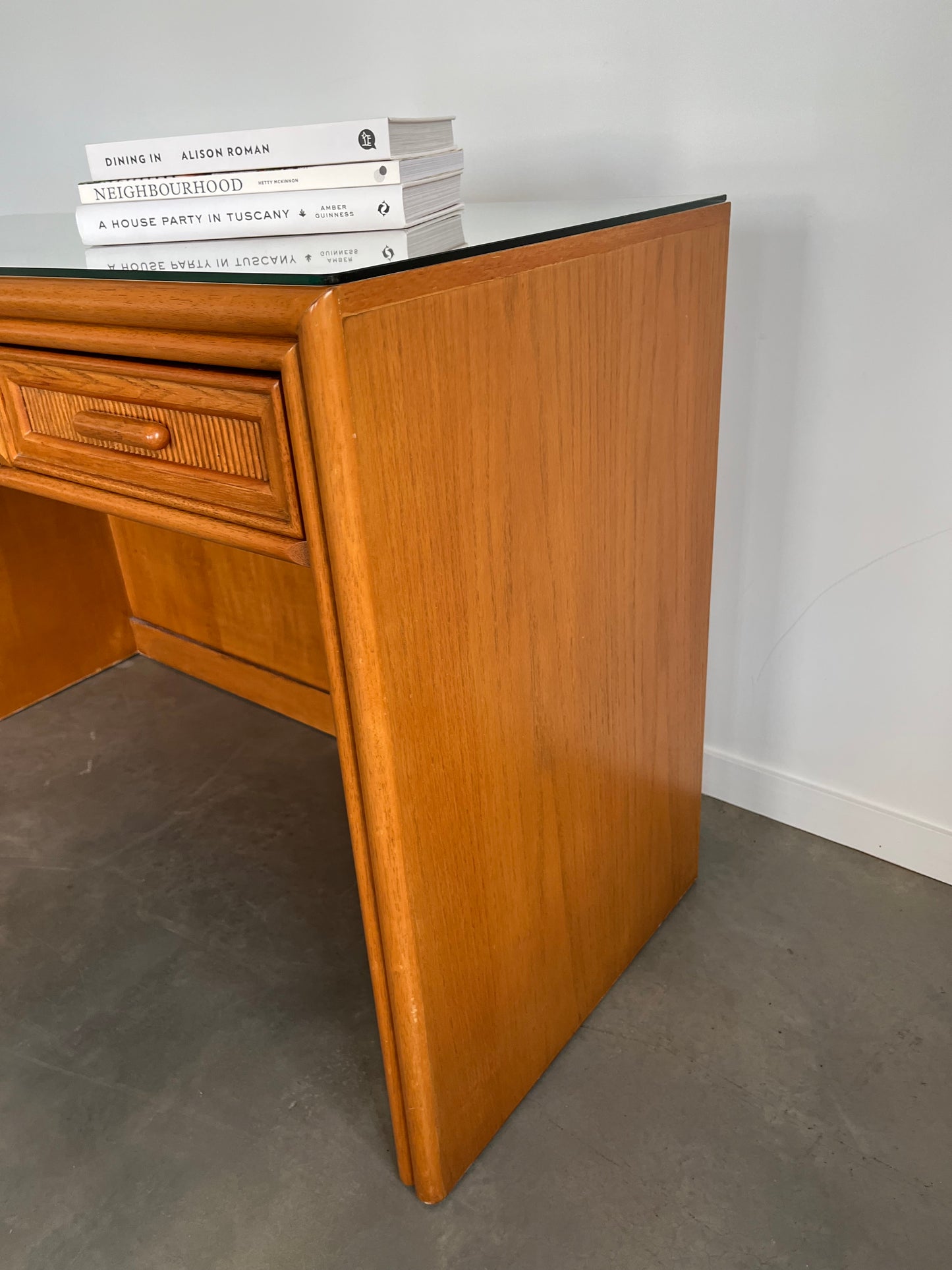 Vintage Timber and Cane Desk